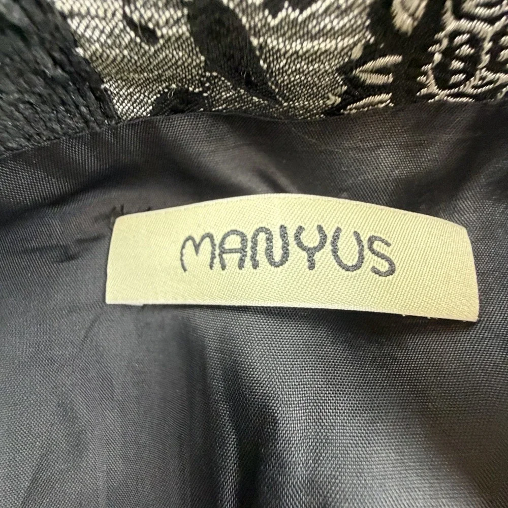 Manius Silk Jacket Paisley Ruffle Trim Open Front Cropped S M‎